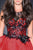 MNM Couture - 2202 Lace Floral Printed Long Gown in Black and Red