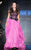 MNM Couture - 2202 Lace Floral Printed Long Gown in Pink and Black