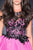 MNM Couture - 2202 Lace Floral Printed Long Gown in Pink and Black