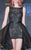 MNM Couture - 2210 Beaded Sheath Short Dress with A Line Overskirt in Black