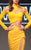 MNM Couture - 2272 Long Sleeved High Neck Trumpet Dress in Yellow