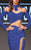 MNM Couture - 2272 Long Sleeved High Neck Trumpet Dress in Blue