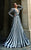 MNM Couture - 2274 Plunging Puffed Long Sleeves Long Gown in Black and White