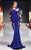 MNM Couture - 2277 Pleated Halter Neck Trumpet Dress in Blue