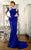 MNM Couture - 2277 Pleated Halter Neck Trumpet Dress in Blue