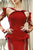 MNM Couture - 2277 Pleated Halter Neck Trumpet Dress in Red
