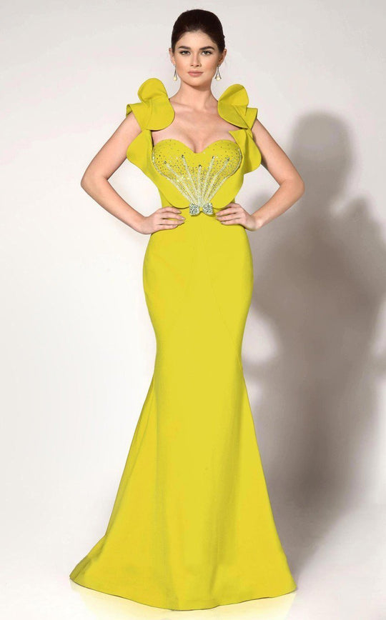 MNM Couture - 2278 Embellished Sweetheart Trumpet Dress in Green