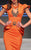 MNM Couture - 2295 Bell Cap Sleeve Peplum Sheath Gown in Orange