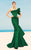 MNM Couture - 2344 Peplum Fantasy Asymmetric Mermaid Gown in Green