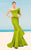MNM Couture - 2344 Peplum Fantasy Asymmetric Mermaid Gown in Yellow and Green