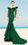 MNM Couture - 2345 Ruffle Off-Shoulder Laser Cut Mermaid Gown in Green