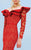 MNM Couture - 2345 Ruffle Off-Shoulder Laser Cut Mermaid Gown in Red