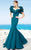 MNM Couture - 2346 Lavish Leaves Ruffled Mermaid Gown in Blue and Green