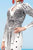 MNM Couture - 2362 Swirl Patterned Couture Long Dress in White and Black