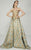 MNM Couture - 2367 Gilded Strapless Sweetheart Embroidered Long Gown in Gold and Green