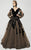 MNM Couture - 2368 Cold Shoulder Foliage Couture Long Dress in Black