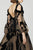 MNM Couture - 2368 Cold Shoulder Foliage Couture Long Dress in Black