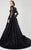 MNM Couture - 2376 Sheer Floral Embellished A-line Dress in Purple and Black