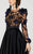 MNM Couture - 2376 Sheer Floral Embellished A-line Dress in Purple and Black