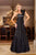 MNM Couture - 6633 Feather Accented A-line Dress In Black