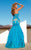 MNM Couture - 6892 Beaded Ruched Trumpet Dress In Blue