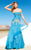 MNM Couture - 6892 Beaded Ruched Trumpet Dress In Blue