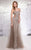 MNM Couture - 8688W Embellished Sheer Cutout Evening Dress in Brown