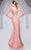 MNM Couture - 9555W Crystal Embellished Long Sleeves Trumpet Gown in Pink