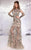 MNM Couture - 9556 Beaded Illusion Jewel Sheath Dress in Neutral and Gray