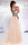 MNM Couture - 9560 Bedazzled Illusion Bateau A-line Dress in Neutral and Black