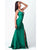 MNM Couture - C1205 Bedazzled V-neck Trumpet Dress in Green