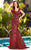 MNM Couture - JD005 Embellished Square Neck Sheath Dress in Red