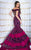 MNM Couture - KH080 Beaded Off Shoulder Layered Mermaid Gown in Black and Pink