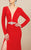 MNM Couture - M0006 Long Sleeve Plunging Column Slit Dress  in Orange