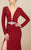 MNM Couture - M0006 Long Sleeve Plunging Column Slit Dress in Red