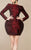 MNM Couture - N0120A Beaded Long Sleeves Short Dress in Red