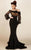 MNM Couture - S0006 Off Shoulder Long Sleeves Gown with Ribbon Accents in Black