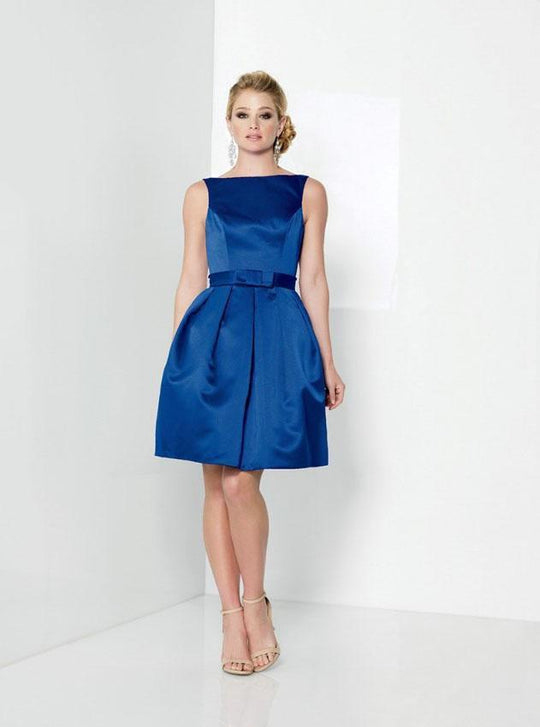 Social Occasions - 215800 Bateau Neck A-Line Dress in Blue