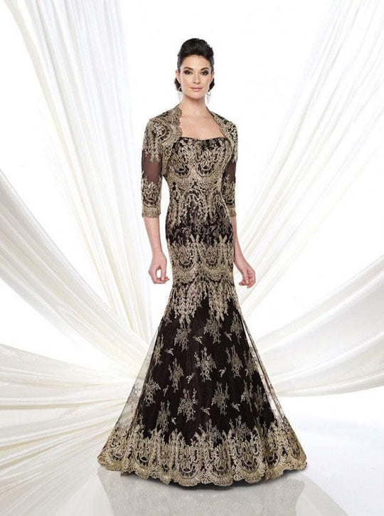 Ivonne D by Mon Cheri - 215D00 Dress in Black and Gold