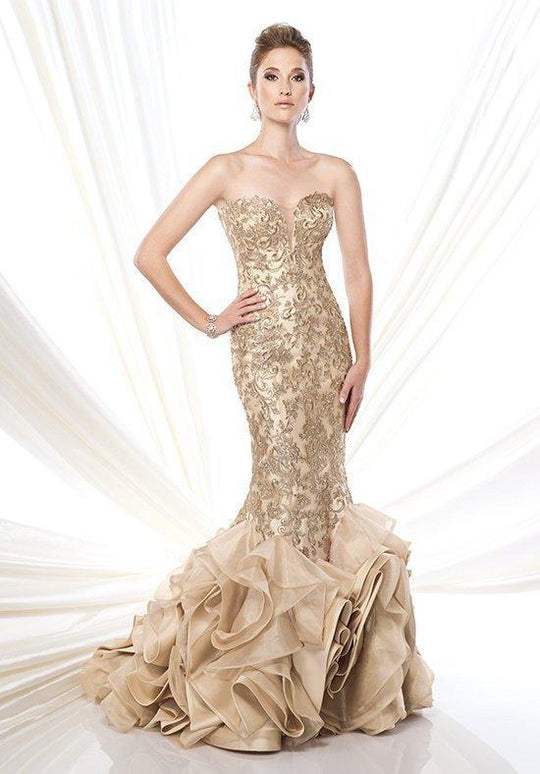 Ivonne D by Mon Cheri - 215D01 Dress In Neutral and Gray