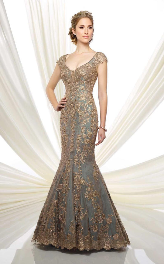 Mon Cheri - Dress 216D44 in Gold and Blue