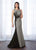 Cameron Blake - 217651 Sleeveless Bateau Floral Long Gown in Gray and Black