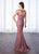 Cameron Blake - 217652 Beaded Illusion Lace Blouson Long Dress in Pink