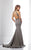 Social Occasions by Mon Cheri - 217837 Beaded Halter Dress with Train in Gray