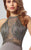 Social Occasions by Mon Cheri - 217837 Beaded Halter Dress with Train in Gray