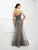 Montage by Mon Cheri - 217D87 Beaded Strapless Lace Long Gown in Gray
