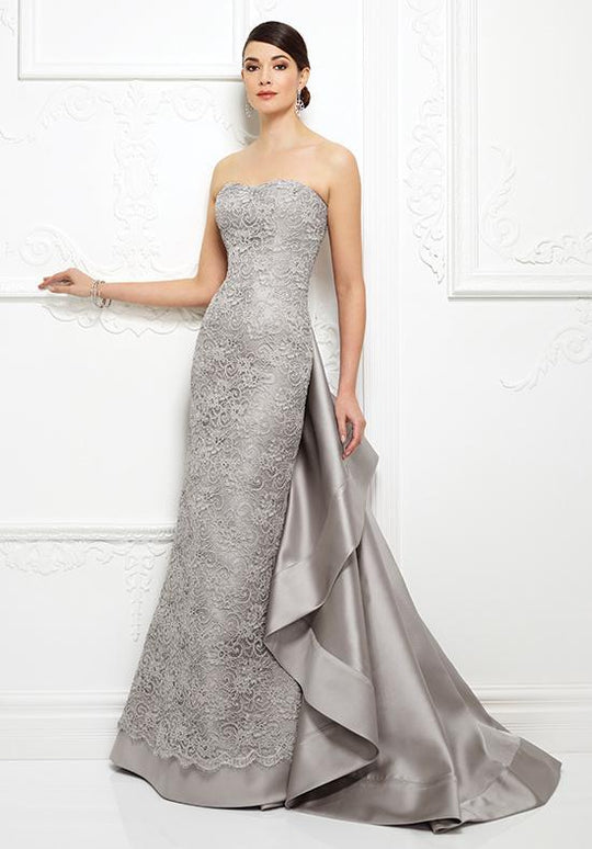 Montage by Mon Cheri - 217D90 Strapless Trumpet Gown with Sweep Train in Silver