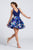 Ellie Wilde - EW21709S Deep V-Neck Floral Skater Dress in Blue and Multi-color