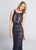 Ellie Wilde - EW21714 Sleeveless Lace Floral Sheath Long Dress in Blue and Neutral