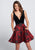 Ellie Wilde - EW21722S Velvet Bodice Party Dress in Black and Red